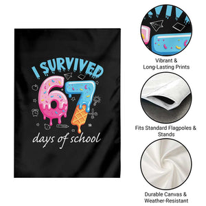 I Survived 67 Days of School Funny Six Seven Meme Garden Flag Baseball Ice Cream Dripping TS10 Print Your Wear