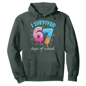 I Survived 67 Days of School Funny Six Seven Meme Hoodie Baseball Ice Cream Dripping TS10 Dark Forest Green Print Your Wear