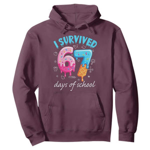 I Survived 67 Days of School Funny Six Seven Meme Hoodie Baseball Ice Cream Dripping TS10 Maroon Print Your Wear