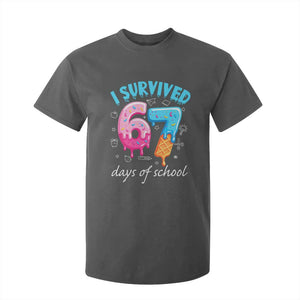 I Survived 67 Days of School Funny Six Seven Meme T Shirt For Kid Baseball Ice Cream Dripping TS10 Dark Heather Print Your Wear