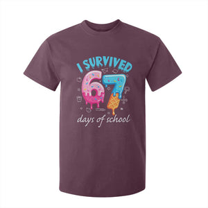 I Survived 67 Days of School Funny Six Seven Meme T Shirt For Kid Baseball Ice Cream Dripping TS10 Maroon Print Your Wear