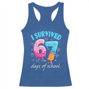 I Survived 67 Days of School Funny Six Seven Meme Racerback Tank Top Baseball Ice Cream Dripping TS10 Royal Blue Print Your Wear
