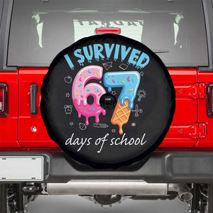 I Survived 67 Days of School Funny Six Seven Meme Spare Tire Cover Baseball Ice Cream Dripping TS10 Black Print Your Wear