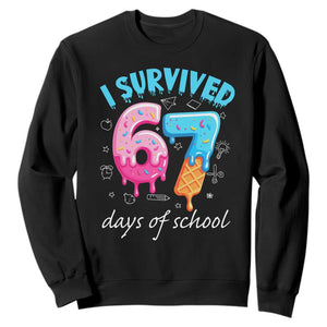 I Survived 67 Days of School Funny Six Seven Meme Sweatshirt Baseball Ice Cream Dripping TS10 Black Print Your Wear