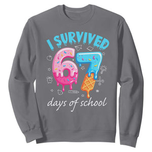 I Survived 67 Days of School Funny Six Seven Meme Sweatshirt Baseball Ice Cream Dripping TS10 Charcoal Print Your Wear