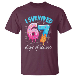 I Survived 67 Days of School Funny Six Seven Meme T Shirt Baseball Ice Cream Dripping TS10 Maroon Print Your Wear