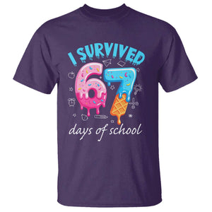 I Survived 67 Days of School Funny Six Seven Meme T Shirt Baseball Ice Cream Dripping TS10 Purple Print Your Wear