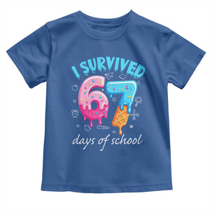 I Survived 67 Days of School Funny Six Seven Meme Toddler T Shirt Baseball Ice Cream Dripping TS10 Royal Blue Print Your Wear