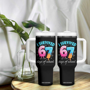 I Survived 67 Days of School Funny Six Seven Meme Tumbler With Handle Baseball Ice Cream Dripping TS10 Print Your Wear
