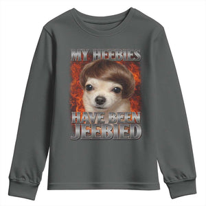 Chihuahua Funny Meme Youth Sweatshirt My Heebies Have Been Jeebied Bootleg TS10 Dark Heather Print Your Wear