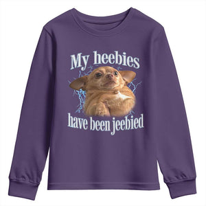 Funny Chihuahua Meme Youth Sweatshirt My Heebies Have Been Jeebied Bootleg TS10 Purple Print Your Wear