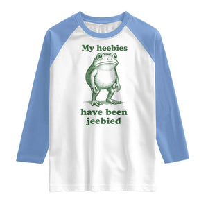 Funny Frog Raglan Shirt My Heebies Have Been Jeebied Weirdcore Meme TS10 White Carolina Blue Print Your Wear
