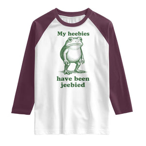 Funny Frog Raglan Shirt My Heebies Have Been Jeebied Weirdcore Meme TS10 White Maroon Print Your Wear