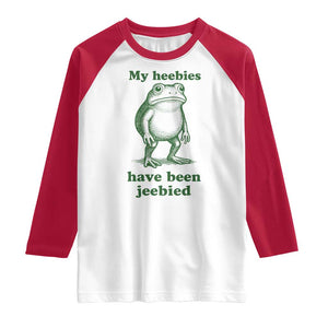 Funny Frog Raglan Shirt My Heebies Have Been Jeebied Weirdcore Meme TS10 White Red Print Your Wear