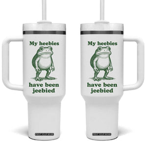 Funny Frog Tumbler With Handle My Heebies Have Been Jeebied Weirdcore Meme TS10 One Size: 40 oz White Print Your Wear