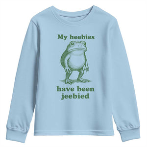 Funny Frog Youth Sweatshirt My Heebies Have Been Jeebied Weirdcore Meme TS10 Light Blue Print Your Wear