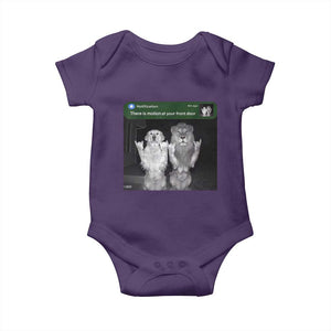 There is Motion at Your Front Door Baby Onesie Funny Golden Retriever Dog And Lion Motion Meme TS10 Purple Print Your Wear