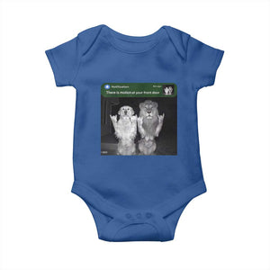 There is Motion at Your Front Door Baby Onesie Funny Golden Retriever Dog And Lion Motion Meme TS10 Royal Blue Print Your Wear