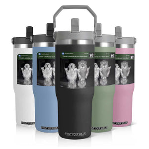 There is Motion at Your Front Door Flip Straw Tumbler Funny Golden Retriever Dog And Lion Motion Meme TS10 Print Your Wear