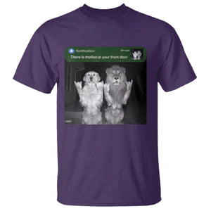There is Motion at Your Front Door T Shirt Funny Golden Retriever Dog And Lion Motion Meme TS10 Purple Print Your Wear