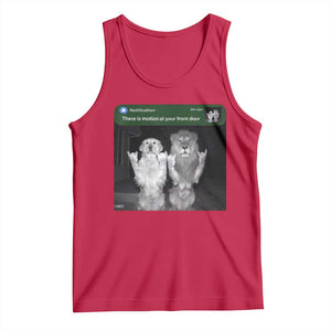 There is Motion at Your Front Door Tank Top Funny Golden Retriever Dog And Lion Motion Meme TS10 Red Print Your Wear