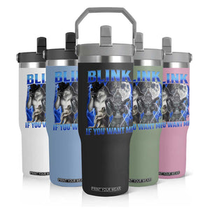 Funny Alpha Wolf Meme Flip Straw Tumbler Blink If You Want Me Bootleg Cringe Humor TS10 Print Your Wear