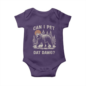 Can I Pet Dat Dawg Baby Onesie Hiker Animal Lover Funny Bear Outdoors Meme TS10 Purple Print Your Wear