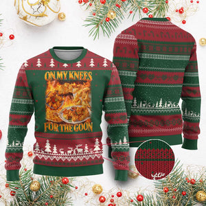Funny Crab Rangoon Meme Ugly Christmas Sweater Vintage 90s Style On My Knees Bootleg Graphic TS10 Red Green Print Your Wear