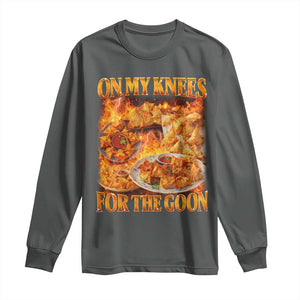 Funny Crab Rangoon Meme Long Sleeve Shirt Vintage 90s Style On My Knees Bootleg Graphic TS10 Dark Heather Print Your Wear