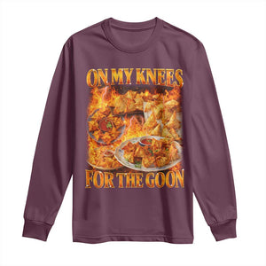 Funny Crab Rangoon Meme Long Sleeve Shirt Vintage 90s Style On My Knees Bootleg Graphic TS10 Maroon Print Your Wear