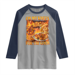 Funny Crab Rangoon Meme Raglan Shirt Vintage 90s Style On My Knees Bootleg Graphic TS10 Sport Gray Navy Print Your Wear