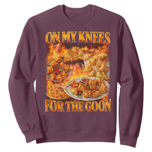 Funny Crab Rangoon Meme Sweatshirt Vintage 90s Style On My Knees Bootleg Graphic TS10 Maroon Print Your Wear