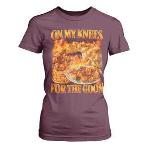 Funny Crab Rangoon Meme T Shirt For Women Vintage 90s Style On My Knees Bootleg Graphic TS10 Maroon Print Your Wear