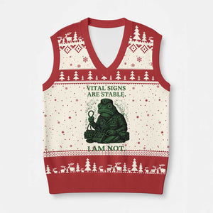 Frog Medic V-Neck Knit Sweater Vest Funny Animal EMT Emergency Health Workers TS10 Beige Red Print Your Wear
