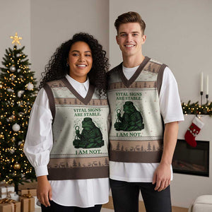 Frog Medic V-Neck Knit Sweater Vest Funny Animal EMT Emergency Health Workers TS10 Mocha Mousse Print Your Wear