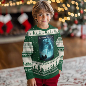 Remember Who You Are Ugly Christmas Sweater Funny Evolution Joke Meme Chicken Dinosaur TS10 Forest Green Beige Print Your Wear