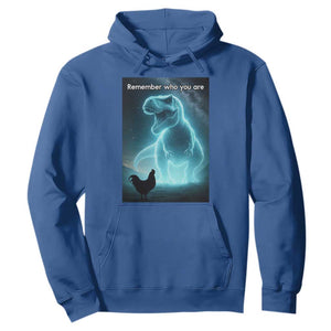 Remember Who You Are Hoodie Funny Evolution Joke Meme Chicken Dinosaur TS10 Royal Blue Print Your Wear