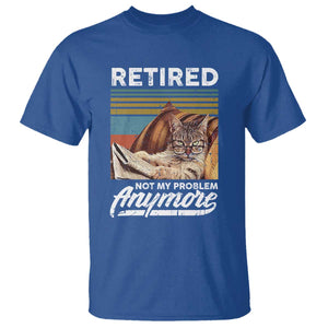 Funny Cat Retired T Shirt Not My Problem Anymore 90s Vintage Style TS10 Royal Blue Print Your Wear