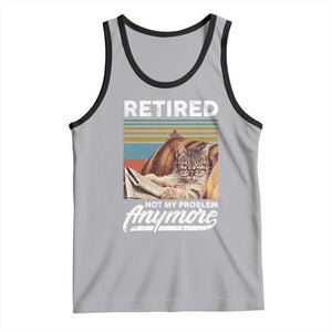 Funny Cat Retired Tank Top Not My Problem Anymore 90s Vintage Style TS10 Athletic Heather Black Print Your Wear