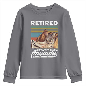 Funny Cat Retired Youth Sweatshirt Not My Problem Anymore 90s Vintage Style TS10 Charcoal Print Your Wear