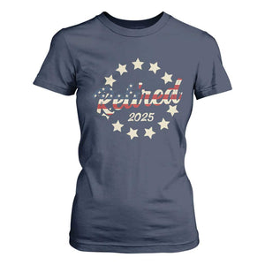 Retired 2025 T Shirt For Women Retirement Gifts American Flag TS10 Navy Print Your Wear