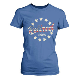 Retired 2025 T Shirt For Women Retirement Gifts American Flag TS10 Royal Blue Print Your Wear