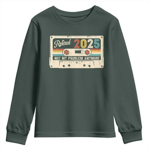 Retired 2025 Youth Sweatshirt Not My Problem Anymore Retro Cassette TS10 Dark Forest Green Print Your Wear