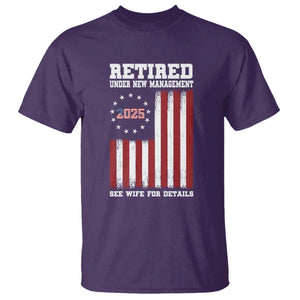 Funny Retired 2025 T Shirt Under New Management See Wife for Details American Flag TS10 Purple Print Your Wear