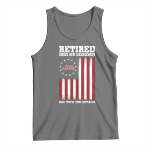 Funny Retired 2025 Tank Top Under New Management See Wife for Details American Flag TS10 Black Heather Print Your Wear