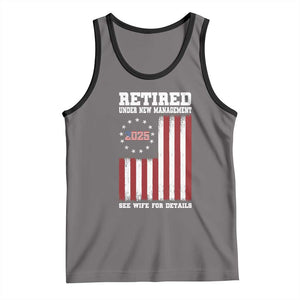 Funny Retired 2025 Tank Top Under New Management See Wife for Details American Flag TS10 Deep Heather Black Print Your Wear