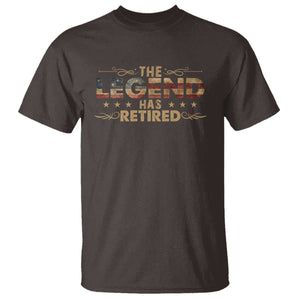 The Legend Has Retired 2025 T Shirt Retro American Flag TS10 Dark Chocolate Print Your Wear