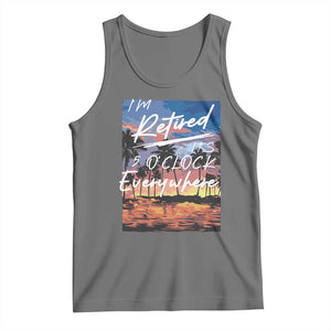 Funny Retirement Gift Tank Top I'm Retired It's 5 O'Clock Everywhere Beach Summer Vibes TS10 Black Heather Print Your Wear