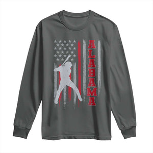 Alabama Fan Long Sleeve Shirt Vintage Bama Baseball Lovers American Flag AL State TS10 Dark Heather Print Your Wear