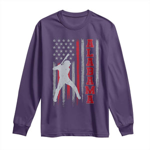 Alabama Fan Long Sleeve Shirt Vintage Bama Baseball Lovers American Flag AL State TS10 Purple Print Your Wear